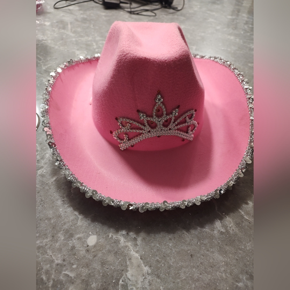 Pink Cowgirl Hat 3 light settings like new
